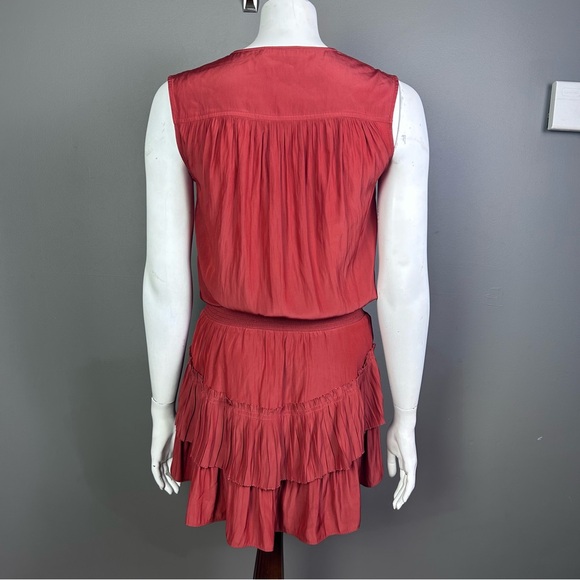 Ramy Brook dress XXS rust peplum Bernice smocked clay rust mini tennis blouson - Picture 4 of 11